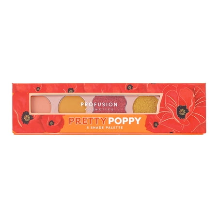Profusion Cosmetics 5 Shade Eyeshadow Palette Pretty Poppy