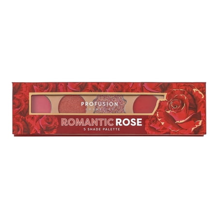 Profusion Cosmetics Blooming Hues 5 Shade Palette, Highly Pigmented Multi-Finish Eyeshadow with Matte & Shimmer Finish, Blendable Travel-Friendly Makeup Kit, Romantic Rose
