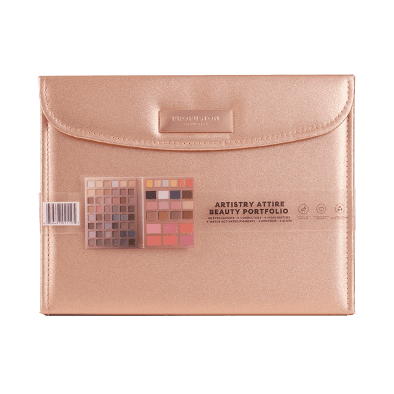 Profusion Cosmetics Artistry Attire 72pc Beauty Portfolio, Includes 48 Eyeshadows, 6 Blushes, 4 Highlighters, 4 Eyeliners, 6 correctors and 4 Bronzers, Fold-Out Makeup Kit for Full Face & Eyes
