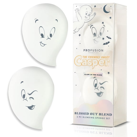 Profusion Cosmetics Casper The Friendly Ghost 2 PC Blending Sponge, Soft Makeup Sponges For Liquid, Cream & Powder, Wet or Dry Application, White