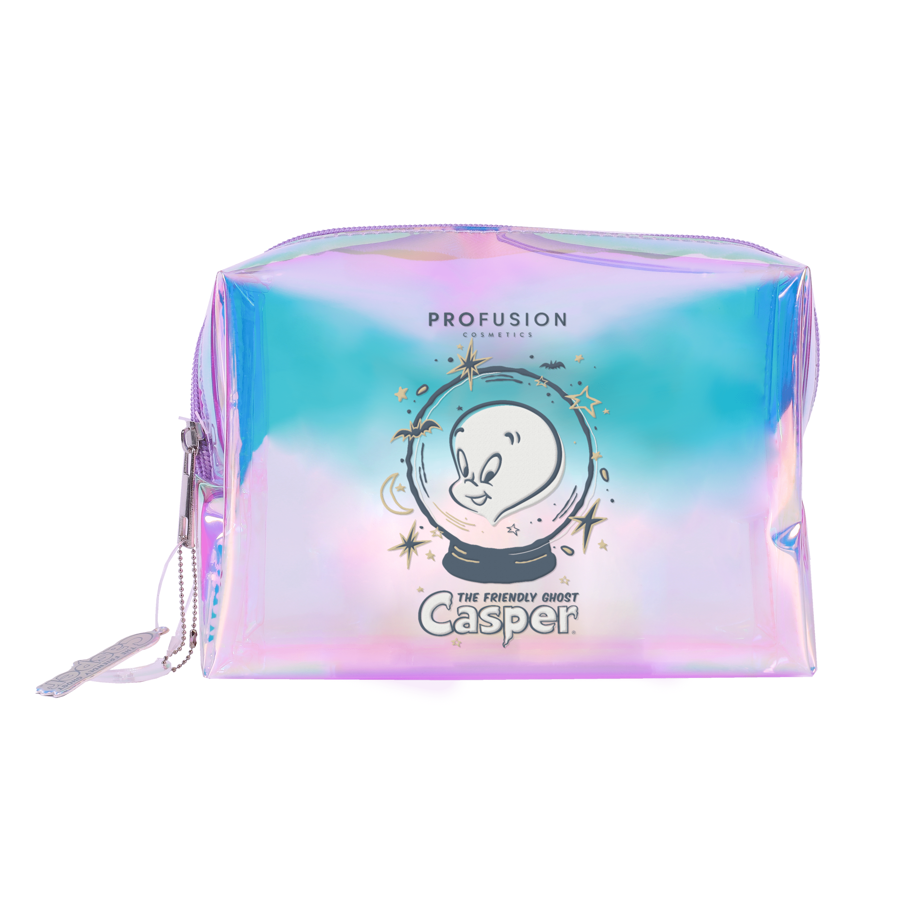 Profusion Cosmetics Casper Ghost Makeup Bag with Glow-in-the-Dark Gems, Cute Travel Beauty Pouch