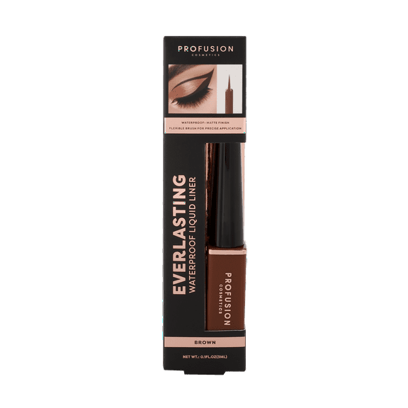 Profusion Cosmetics Everlasting Waterproof and Matte Finish Liquid Liner for Bold Eyes, Brown