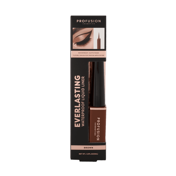 Profusion Cosmetics Everlasting Waterproof Liquid Liner, Smudge-Resistant & Long-Wearing Eye Liner with Matte Finish, Cruelty-Free, 0.1 fl oz, Brown