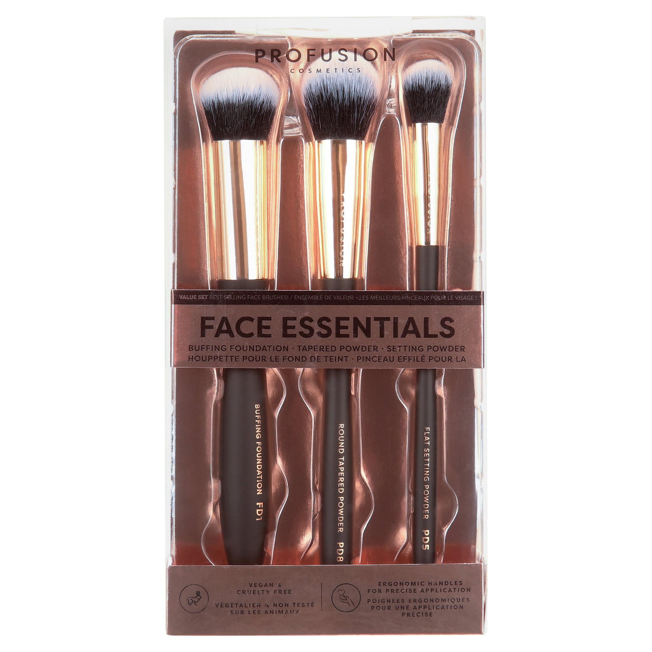 Profusion Cosmetics Face Essential 3Pc Face Brush