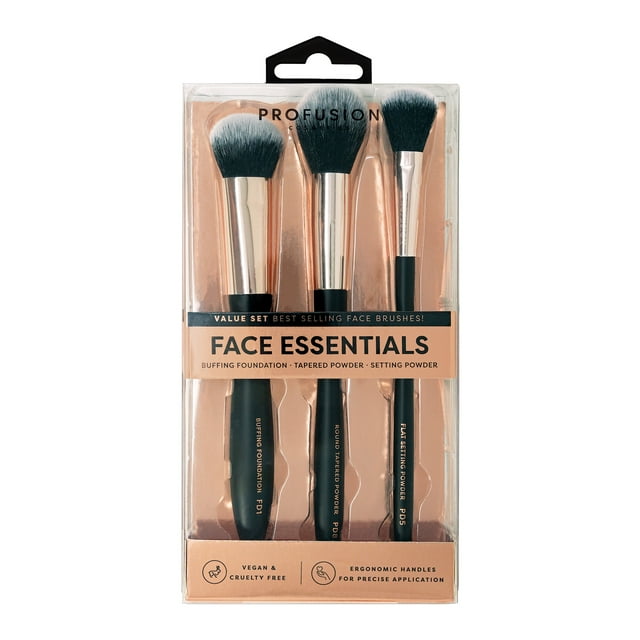 Profusion Cosmetics Face Essential 3Pc Face Brush