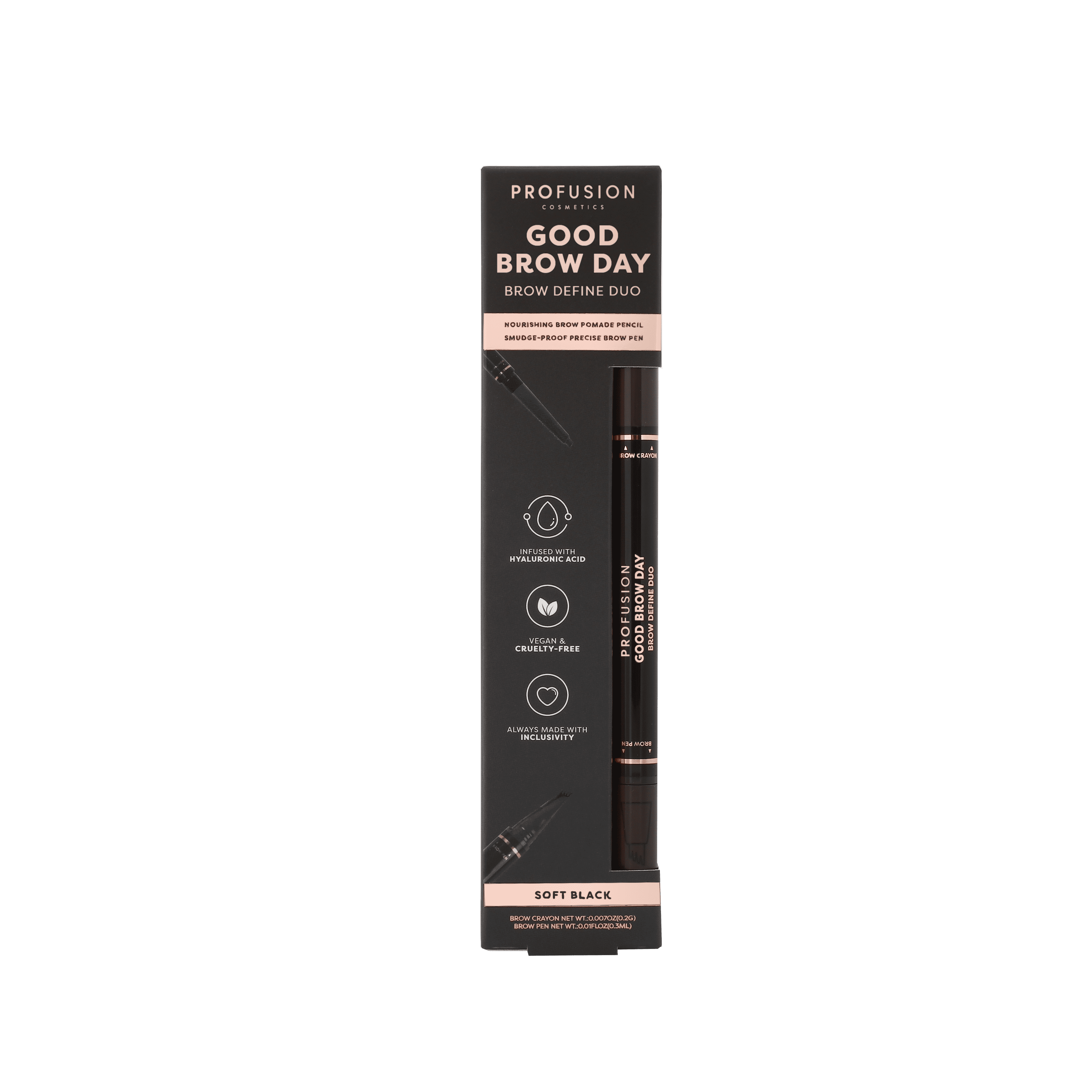 Profusion Cosmetics Good Brow Day - Brow Define Duo - Soft Black ...