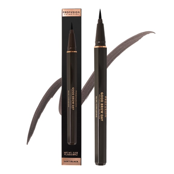 Profusion Cosmetics Good Brow Day Waterproof Brow Pen, Long-Lasting & Smudge-Proof Eyebrow Marker for Natural Hair-Like Stroke, 0.03 fl oz, Soft Black
