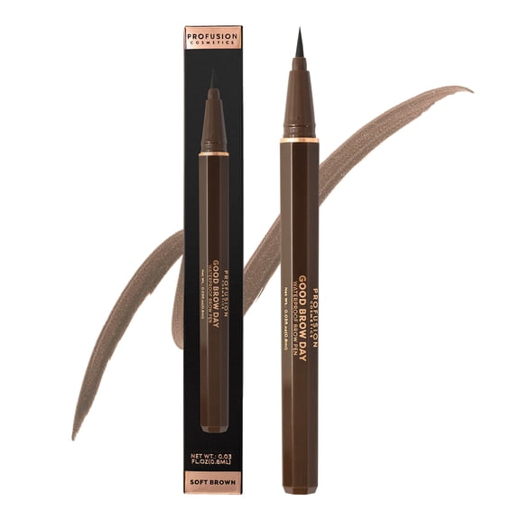 Profusion Cosmetics Good Brow Day Waterproof Brow Pen, Long-Lasting & Smudge-Proof Eyebrow Marker for Natural Hair-Like Stroke, 0.03 fl oz, Soft Brown