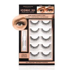 Profusion Cosmetics Iconic 3D Faux Mink Lashes, 5 Pairs Reusable Eyelashes with Adhesive for Natural to Dramatic Style, Lightweight & Cruelty-Free Set, Oh Darling