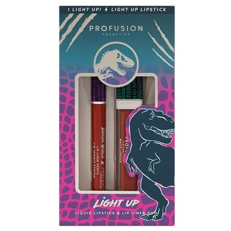 Profusion Cosmetics Jurassic World Light Up Liquid Lipstick & Lip Liner Duo - I'm Iconic Status 1.4 oz