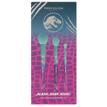 Profusion Cosmetics Jurassic World Slash. Soar. Roar! 3 PC Face & Eye Brush Set