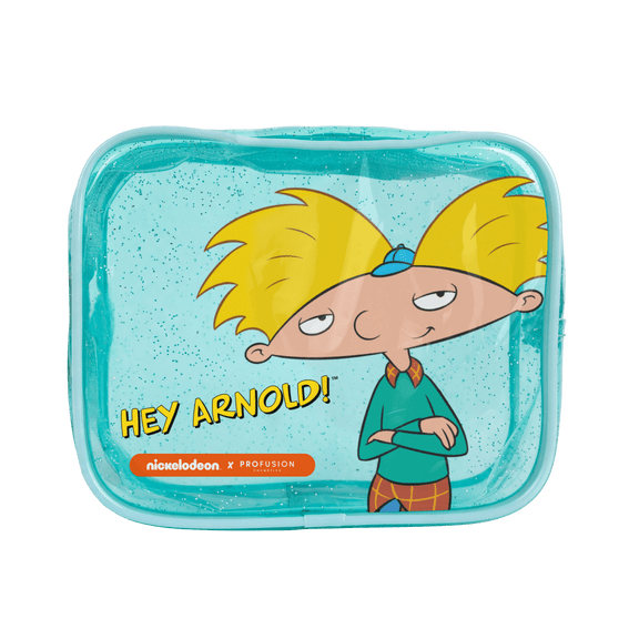 Profusion Cosmetics Hey Arnold Cosmetic Bag, Travel Makeup Pouch with Matching Keychain Set
