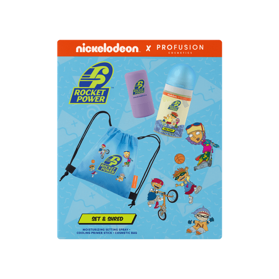 Profusion Cosmetics Rocket Power Game Day Ready 2PC Face Set with Primer Stick, Setting Spray, Bag
