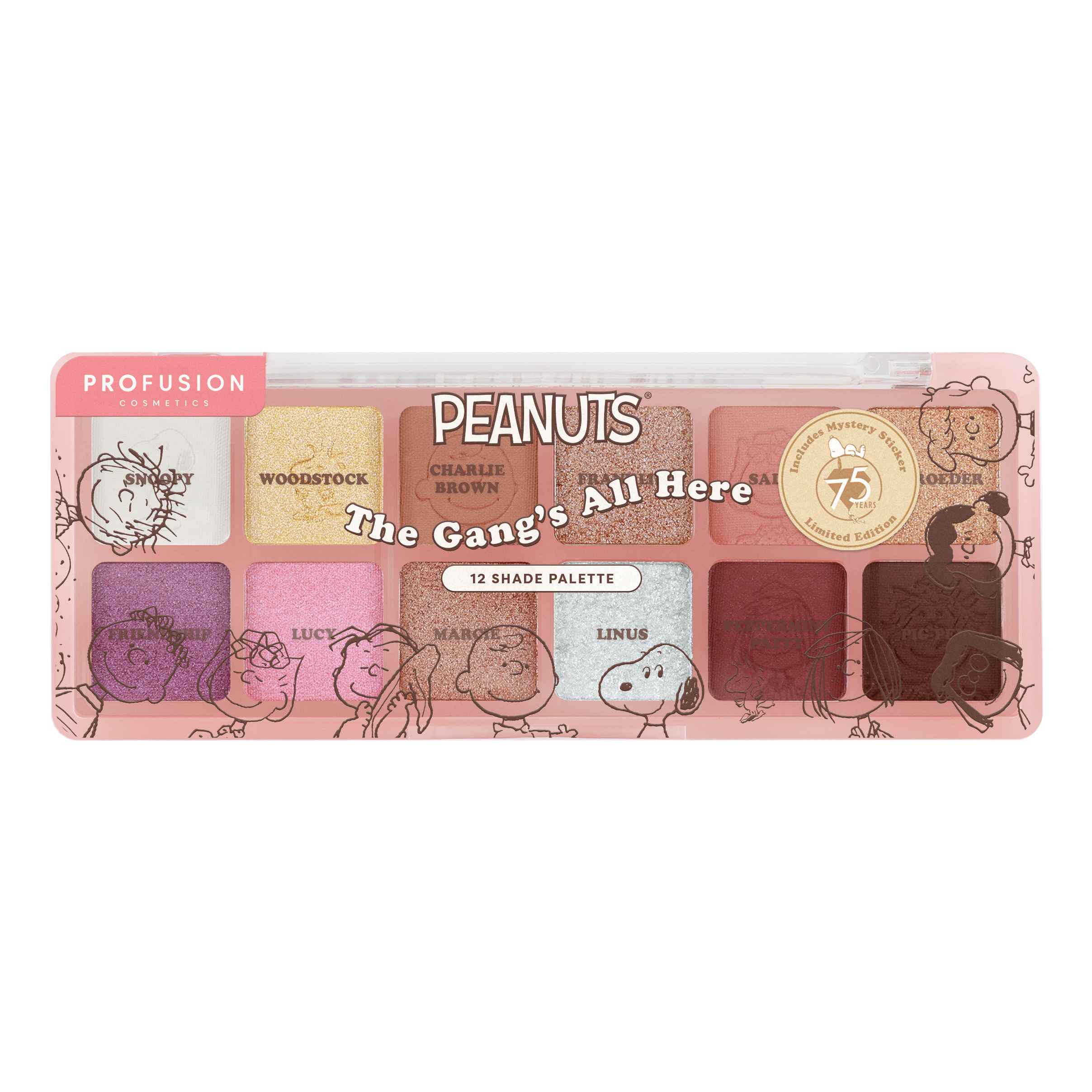 Profusion Cosmetics Peanuts 75th The Gangs All Here 12 Shade Eyeshadow Palette