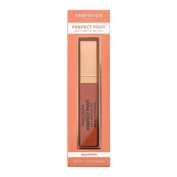 Profusion Cosmetics Perfect Pout Soft Matte Lip Tint, Long-Wearing Velvety Liquid Lip Color with Shea Butter & Vitamin E, Smudge-Proof & Cruelty-Free, 0.17 fl oz, Grateful