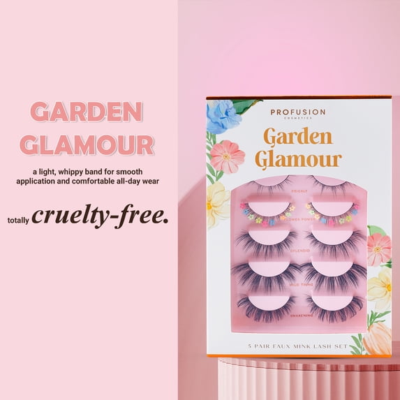 Profusion Cosmetics Petal Perfect 5 Pairs Faux Mink Lash Set - Soft, Fluffy, Reusable False Eyelashes for Natural to Dramatic Looks, Vegan & Cruelty-Free