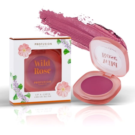 Profusion Cosmetics Petal Perfect Lip & Cheek Cream Blush, Long-Wearing Vegan Multi-Use Makeup with Vitamin E for Buildable Natural Glow, 4 g, Wild Rose