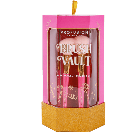 Profusion Cosmetics Sweet Holiday 6pc Face and Eyeshadow Make up Brush Vault