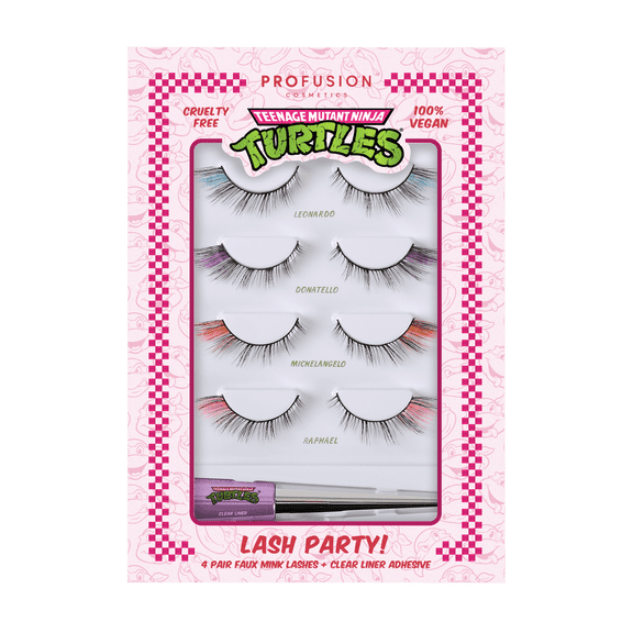 Profusion Cosmetics TMNT 4 Pair Colored Faux Mink Eyelashes with Clear Adhesive Liner, Lightweight Fluffy False Lashes for Natural & Bold Looks