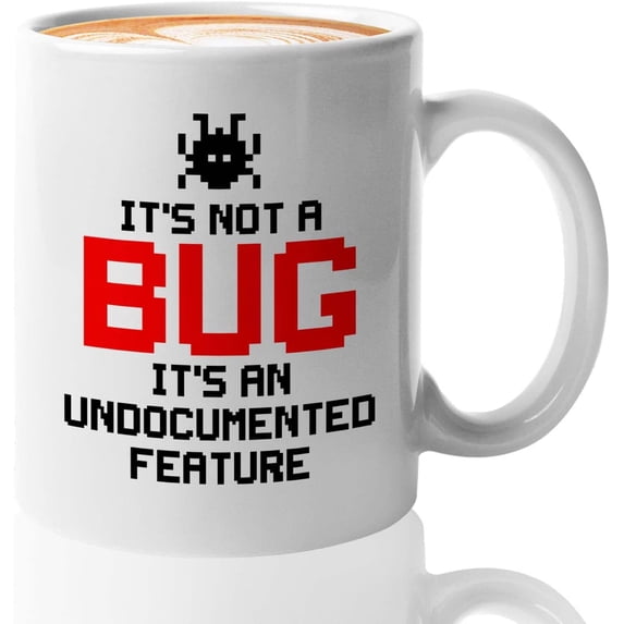 Progammer Mug White 11oz - Undocumented Feature - Programmer Programming Coding Software Developer