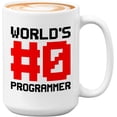 thumbnail image 1 of Progammer Mug White 15oz - World's #0 Programmer - Programmer Debugging Science Coding Geek Nerd HTML Code, 1 of 7