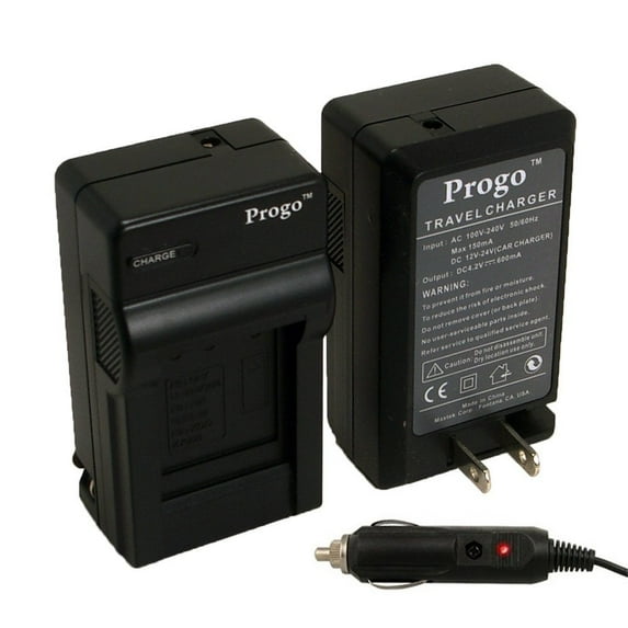 Progo Digital Camera Battery Home & Travel Charger with Car Adapter. For DE-A51BA DE-A51BB Charger and Panasonic VW-VBG6 VW-VBG070 VW-VBG130 VW-VBG260 VW-VBG390 Battery