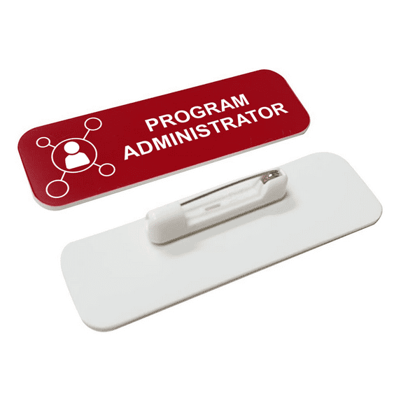 Program Administrator 1 x 3" Name Tag/Badge, Red, (3 Pack)