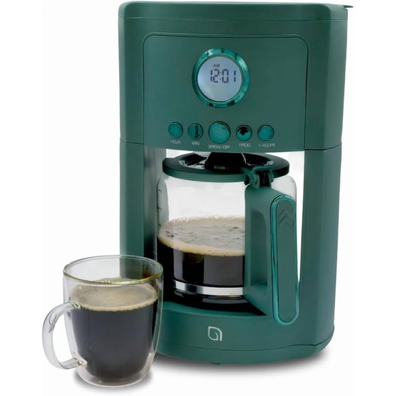 Programmable 12-Cup Drip Coffee Maker with 24-Hour Timer, Glass Carafe, Keep Warm, Auto Shut-Off, and Digital Display