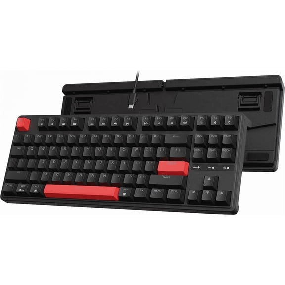 Programmable 87-Key Compact TKL Mechanical Keyboard with Brown Switches, Gasket Mount Design, Red LED Backlight, QMK/VIA Support