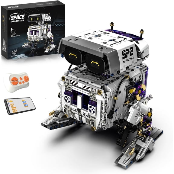 Programmable Biped Robot Technic Building Blocks Set,Remote ControlApp STEM Technic Robot Construction Kit with Movable Joints & Expression Modes