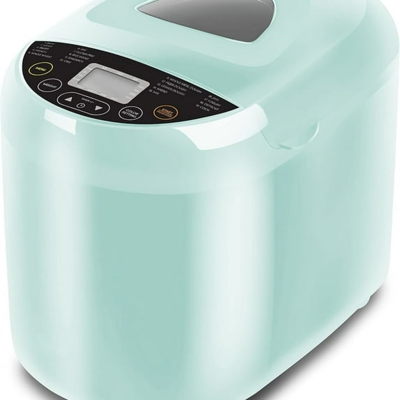 Programmable Bread Maker Machine 3 Loaf Sizes, 19 Menu Functions Gluten Free White Wheat Rye French and more, 2 Lbs, Mint