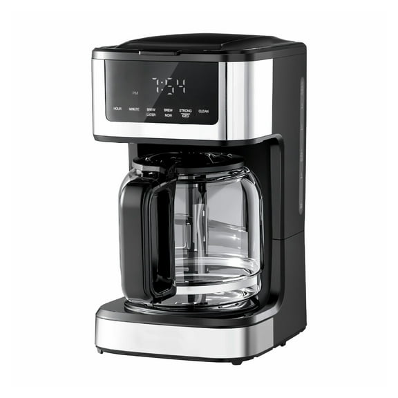 Programmable Coffee Maker, 12 Cup Drip Coffee Machine with Touch Screen, 2 Brew Strengths, 24-Hour Timer, 4H Keep Warm, Automatic Self Cleaning for Home Office