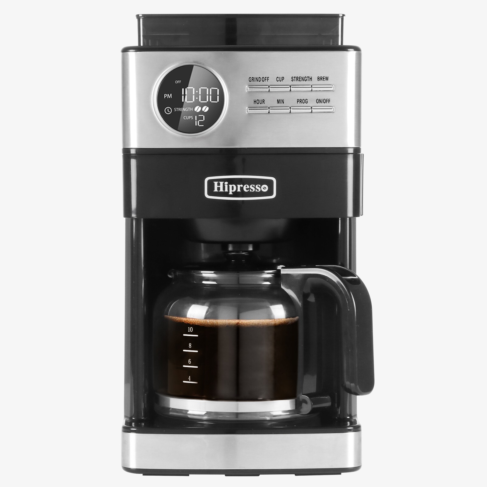Programmable Drip Coffee Maker With Burr Grinder Black Stainless Steel 