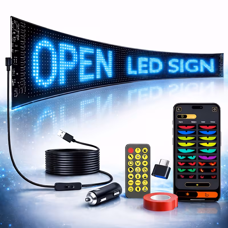 Programmable Flexible LED Business Storefront Sign,7x3” Commercial Waterproof Editable Message Board With App Control & Remote For Shop Window