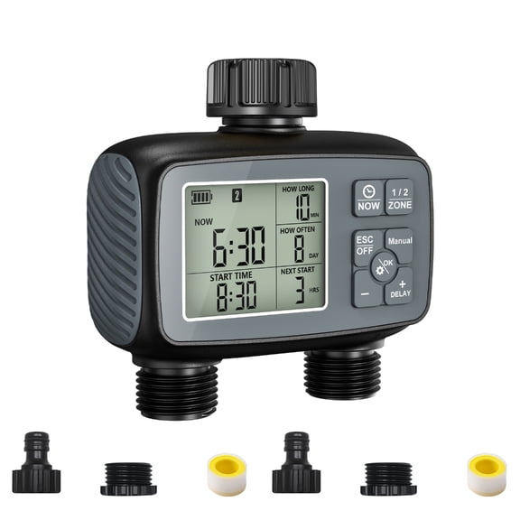 Programmable Garden Hose Timer, 1/2/3Outlet Irrigation Controller With LCD Screen, Manual Start and Rain Delay for Lawn, Yard and Plant Watering