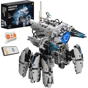 Programmable Hexapod Robot Technic Building Kit, STEM Sci-Fi War Machine Six-Legged Robot with Dual Control, App & Remote Control, Light-Up Cyber Technic Mecha Sets (1406) PCS