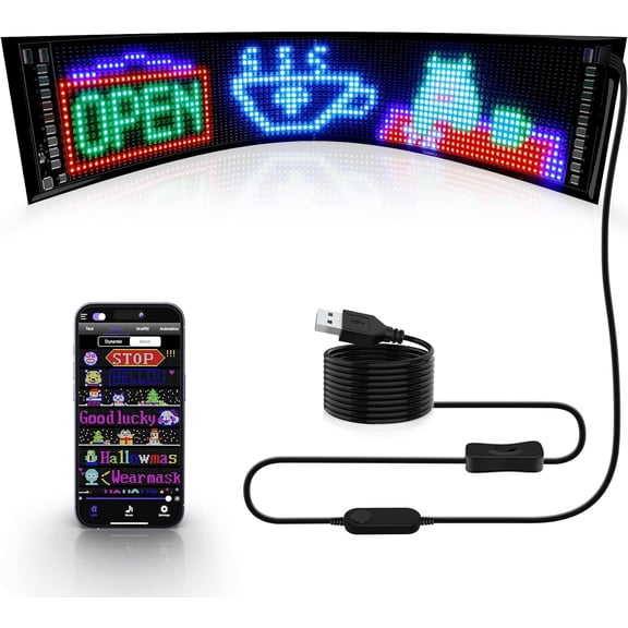 Programmable Huge Bright Signs, 27''x5'' 5V, App Control Custom Text Animation, Scrolling, Flexible Display for Store Party Bar Hotel