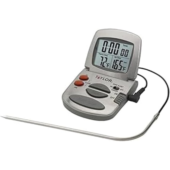 Programmable Instant-Read Wired Probe Digital Meat Thermometer, Stainless Steel for BBQ, Grill, Kitchen Cooking, Accurate Temperature Readings