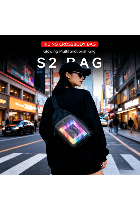 Programmable LED Display Hard Shell Shoulder Bag, Waterproof Lightweight USB Charging Bag with App Control for Commute Travel Adults