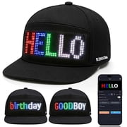 SZKUZMA Programmable LED Hat, App Controlled Light up Baseball Cap, Scrolling Text and Pixel Art for EDM Raves and Party
