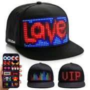 SZKUZMA Programmable LED App Controlled Light Up Scrolling Text and Pixel Art Acrylic for EDM Raves and Party Adult Baseball Cap, Black, 1 Count