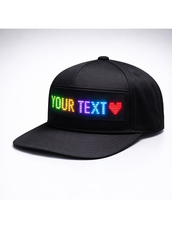 Programmable LED Hat,LED Screen Cool Novelty Baseball Caps,Bluetooth Control,Scrolling Text & Pixel Art for EDM Raves & Party LED Hat, Programmable Light Up Baseball Cap App Control