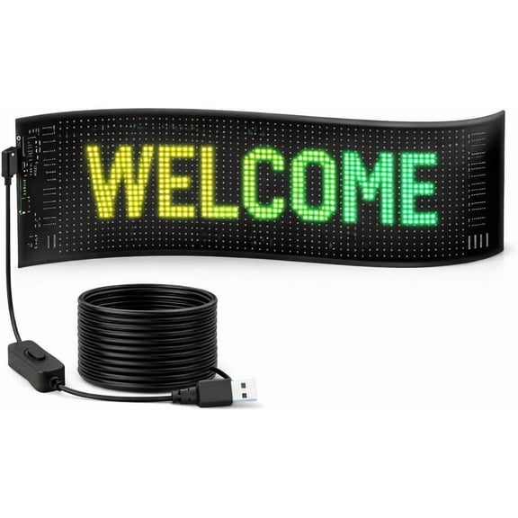 Programmable LED Message Board, Digital Scrolling Sign with App Control for Store Window, Shop, Bar, and Display, USB (23 x 4.7Inch)