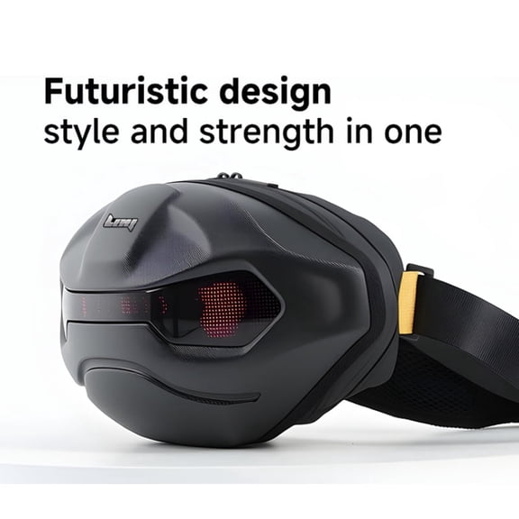 Programmable LED Motorcycle Backpack for Men, Hard Shell Waterproof Laptop Bag, Large Capacity Motorbike Helmet Carry Bag, Smart Riding Knight Backpack Black