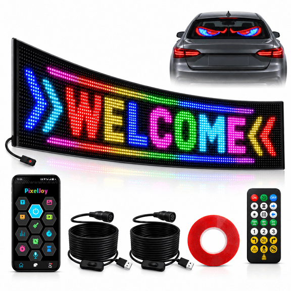 SENCKIT 15"x 4" Flexible RGB LED Sign, App-Controlled Programmable Led Matrix Display for Shop Windows, Custom Text, GIFs and Animations 2PCS.