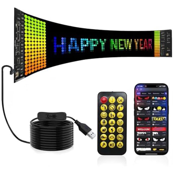 Programmable LED Sign 27''x5'',Holiday Electronic Sign, APP Control, Text Pattern Animation Customizable, High Bright, Bluetooth 5, IP65 Waterproof, Business, Advertising,Holiday digital,Festival LED