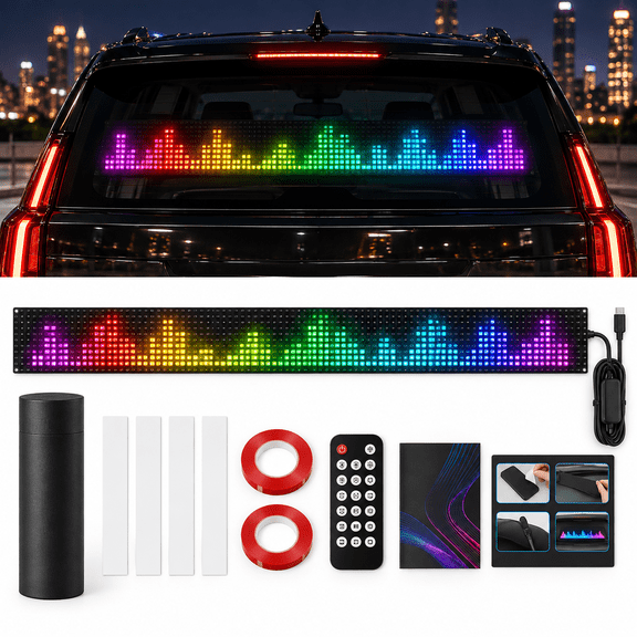 Programmable LED Sign,53x8" Flexible Scrolling LED Message Board With Bluetooth APP Control,Custom Text Pattern Animation digital Display for Store Hotel Cafe Shop Music Party