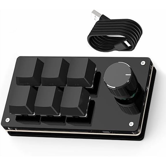 Programmable Macro Keyboard,6 Key Macro Mechanical Gaming Macro Keypad,Custom Knob KeyPad, Hot swappable Switch Gaming Keyboard,Wired programmable keypad