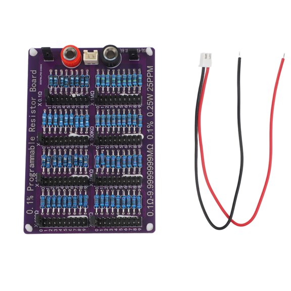 Programmable Resistor Board 0.1% Tolerance 8-Step 0.25W Gold Pin for Test Measurement 0.1 to 9.9999999M Purple