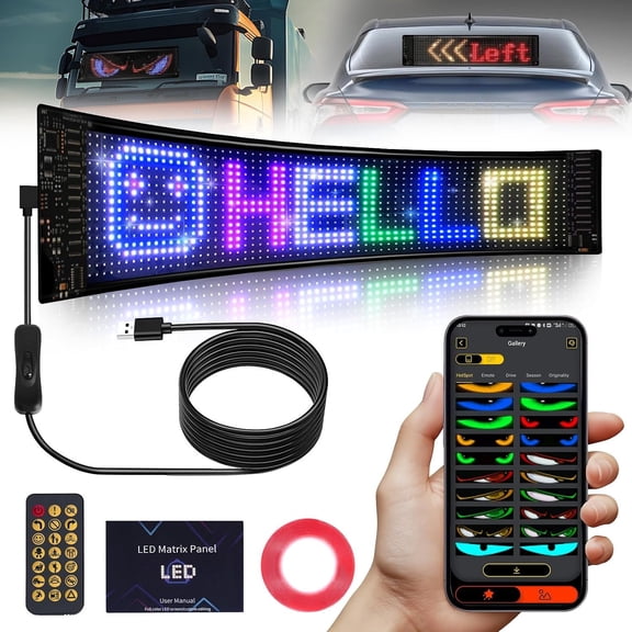 Programmable Scrolling LED Sign, 23.4"x4.7", USB Flexible Digital Sign, APP Control, Custom DIY Editor Text, Patterns, Animations, for , Store, School, Hotel